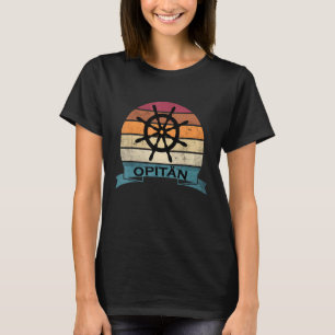 Mens Opitän Vintage Grandpa Captain Sailing Steeri T-Shirt