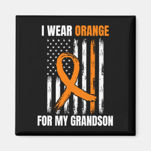 Mens orange grandson leukaemia awareness american magnet