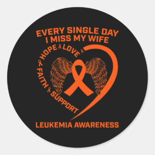 Mens Orange Ribbon Heart Leukaemia Awareness In Me Classic Round Sticker