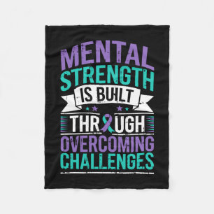 Mens overcoming challenges mental health prevent fleece blanket