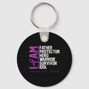 Mens Pancreatic Cancer Awareness I Am Father Hero Key Ring