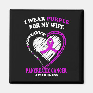 Mens Pancreatic Cancer - I Wear Purple For My Wif Magnet