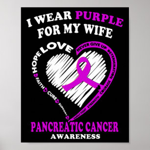Mens Pancreatic Cancer  - I Wear Purple For My Wif Poster