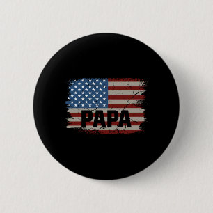 Mens Papa Aamerican Flag Patriotic Fourth Of July 6 Cm Round Badge