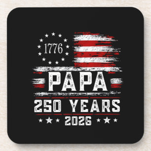 Mens Papa American Flag 250 Years 4th of July Gran Coaster