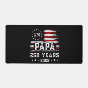 Mens Papa American Flag 250 Years 4th of July Gran Desk Mat