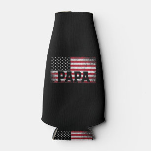Mens Papa American Flag Father's Day 4th of July G Bottle Cooler