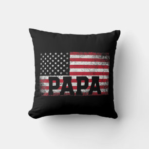 Mens Papa American Flag Father's Day 4th of July G Cushion