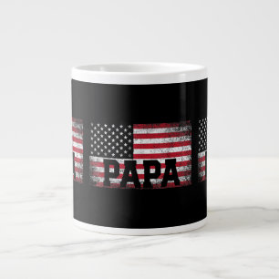 Mens Papa American Flag Father's Day 4th of July G Large Coffee Mug