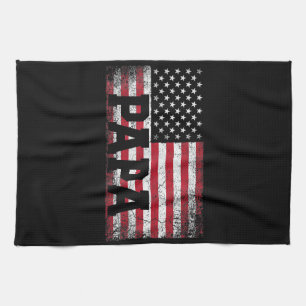 Mens Papa American Flag Father's Day 4th of July G Tea Towel