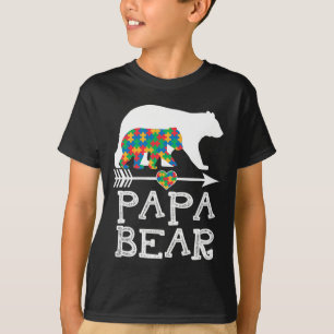 Mens Papa Bear Autism Men Father Daddy Autism Awar T-Shirt