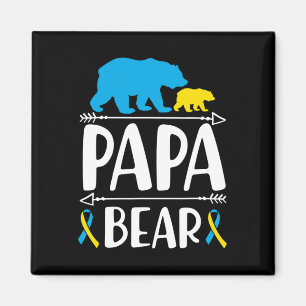 Mens Papa Bear Down Syndrome Awareness Proud Dad  Magnet