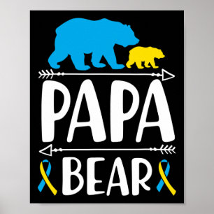 Mens Papa Bear Down Syndrome Awareness Proud Dad Poster