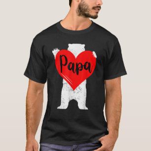 Mens Papa Bear Hugs Big Red Heart Valentine s Day T-Shirt