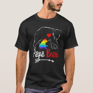 Mens Papa Bear Proud Dad Daddy Ally Lgbtq Rainbow T-Shirt
