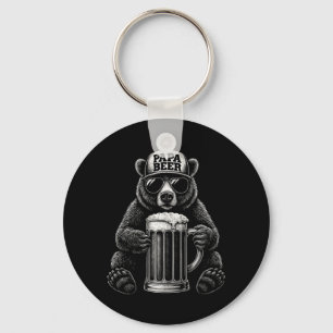 Mens Papa Beer - Funny Dad Bear Drinking Humour 1 Key Ring