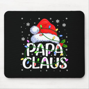Mens Papa Claus Christmas Lights Long Sleeve  Mouse Pad