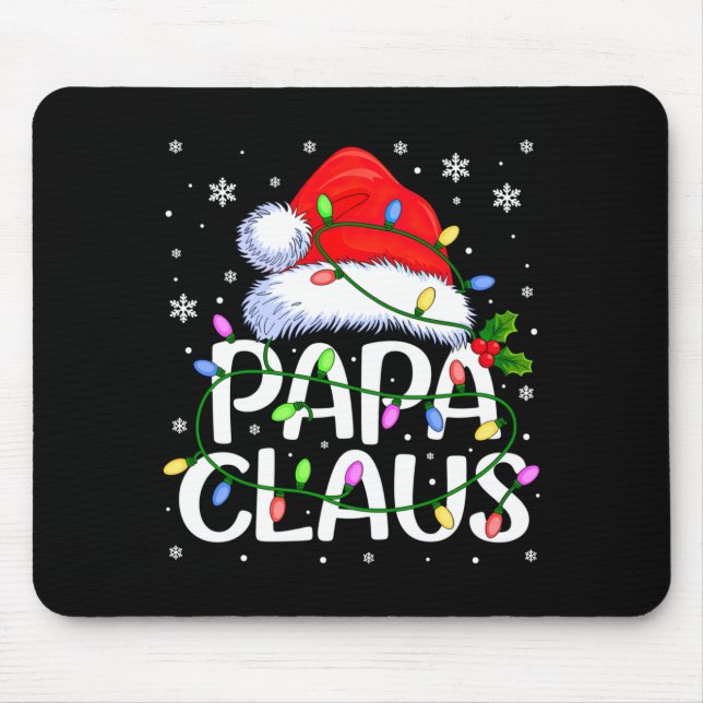 Mens Papa Claus Christmas Lights Long Sleeve  Mouse Pad (Front)