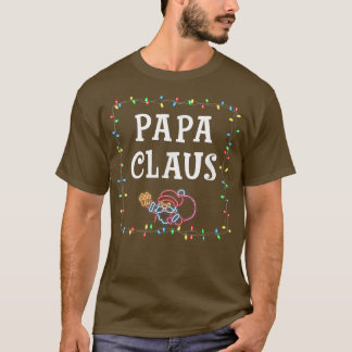 Mens Papa Claus Santa Christmas Lights Xmas Family T-Shirt