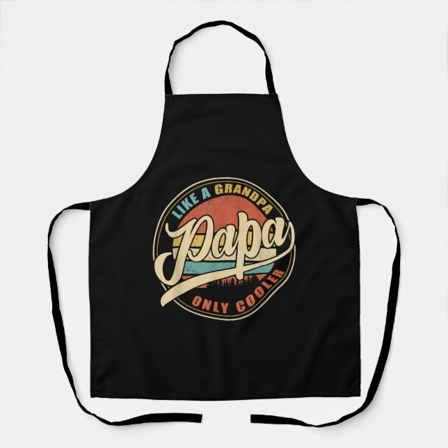 Mens PAPA like a Grandpa ONLY COOLER Funny Dad Pap Apron (Front)