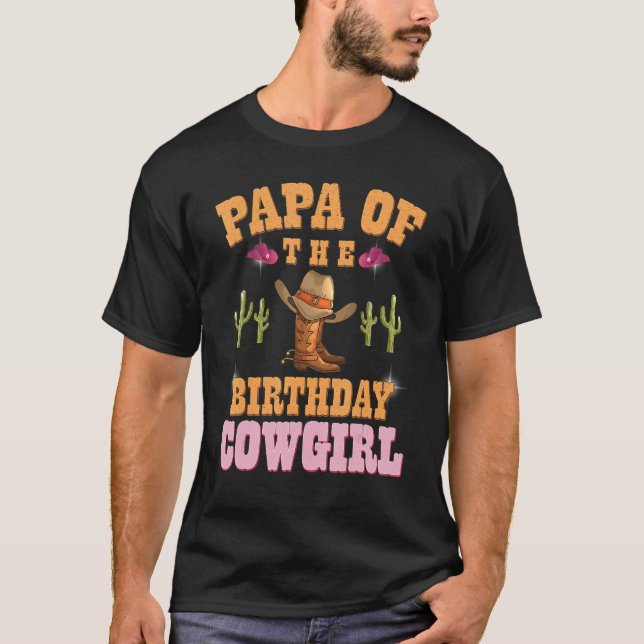 Mens Papa Of The Birthday Cowgirl Western Themed G T-Shirt (Front)