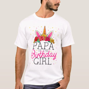 Mens Papa Of The Birthday Girl Father Unicorn Birt T-Shirt