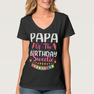Mens Papa Of The Birthday Sweetie Ice Cream Papa F T-Shirt