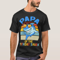 Mens Papa of the Shark Birthday Matching Family T-