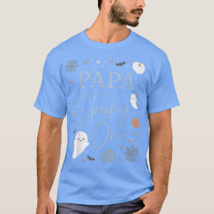 Mens Papa of the Spooky One First Birthday Blue Bo T-Shirt
