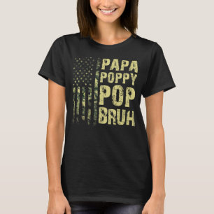 Mens Papa Poppy Pop Bruh Veteran Usa Flag Camoufla T-Shirt