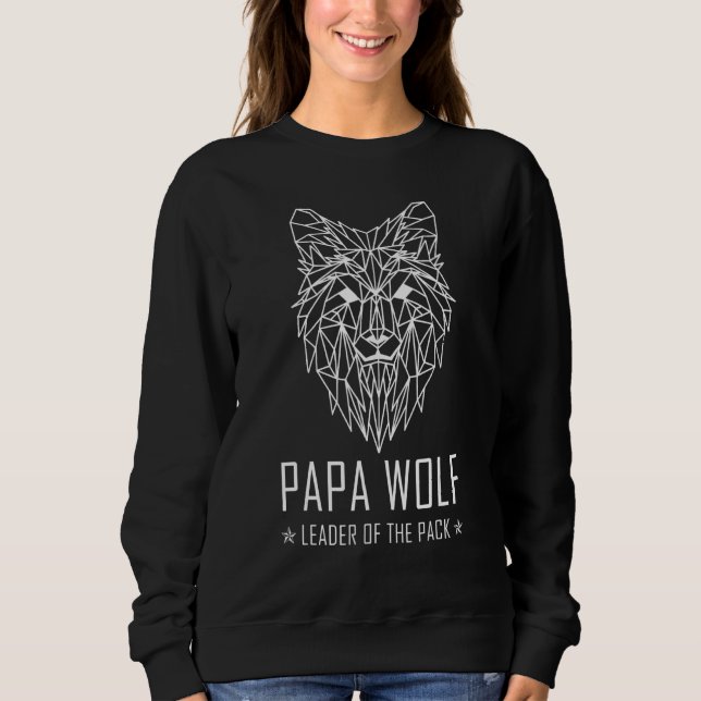 Mens Papa Wolf Pack Guide Father's Day Wolf Geomet Sweatshirt (Front)