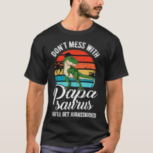 Mens Papasaurus Rex Dinosaur Papa Daddy T-Rex Fath T-Shirt