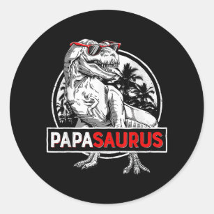Mens Papasaurus T Rex Dinosaur Funny Father's Day Classic Round Sticker