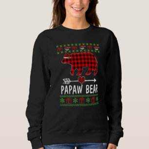 Mens Papaw Bear Santa Red Plaid Family Pyjamas For Sweatshirt