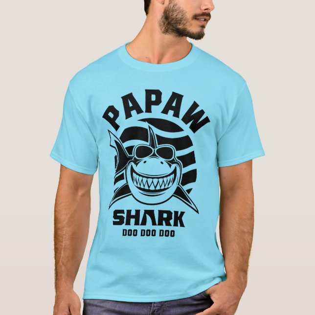 Mens Papaw Shark Father Grandpa Gift T-Shirt (Front)