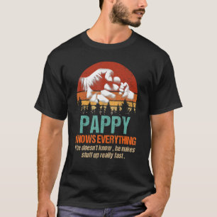 Mens Pappy Knows Everything Fist Bump Family Fathe T-Shirt