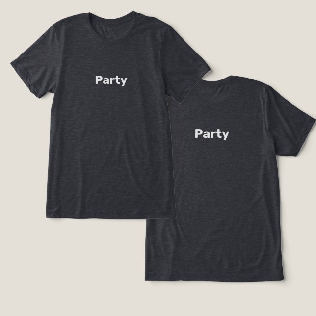 Men's Party T-Shirt Black Heather Tri-Blend Shirt (Design Front & Back)