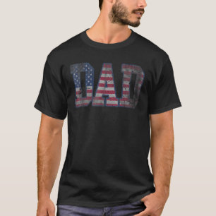 Mens Patriotic American Dad Father's Day Flag 4th T-Shirt