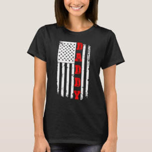 Mens Patriotic American Flag Daddy Day  Dad  Fathe T-Shirt