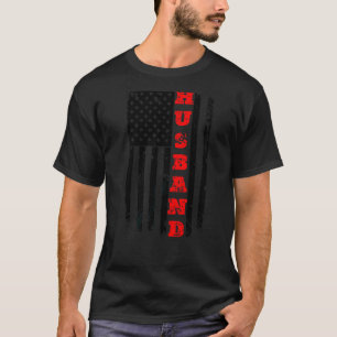 Mens Patriotic American Flag Father Day Dad Husb T-Shirt