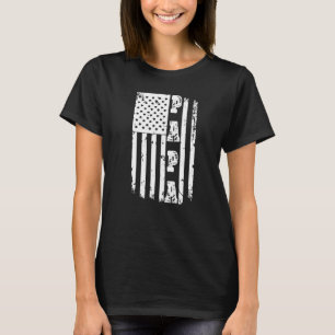 Mens Patriotic American Flag Father Day  Papa  Hus T-Shirt