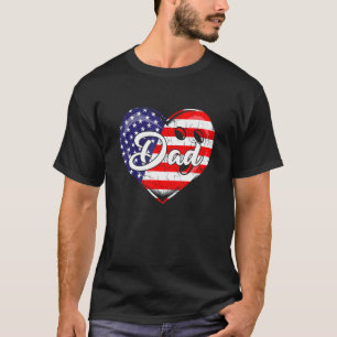 Mens Patriotic Bowling Dad American Flag Heart 4th T-Shirt