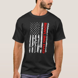 Mens Patriotic Bowling Dad American Flag Men Fathe T-Shirt
