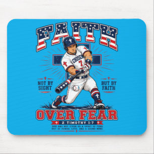 Mens Patriotic Christian Baseball 4th July Faith Mouse Pad