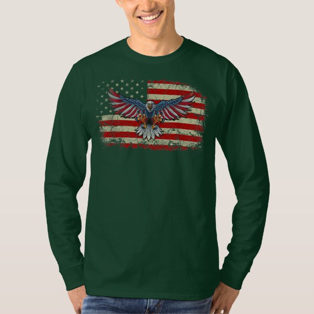 Mens Patriotic Eagle 4th of July USA American T-Shirt (Front)