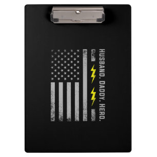 Mens Patriotic Electrician Dad American Flag Fars Clipboard
