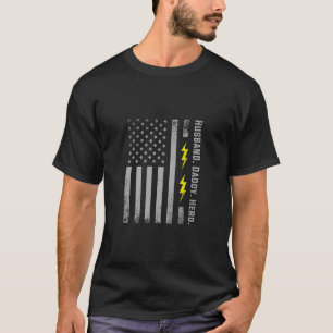Mens Patriotic Electrician Dad American Flag Fars T-Shirt