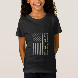 Mens Patriotic Electrician Dad American Flag Fars T-Shirt