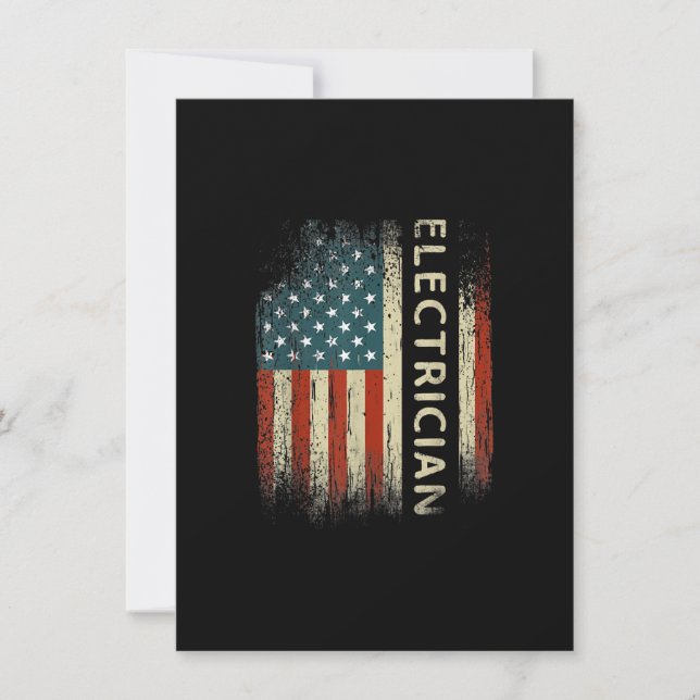 Mens Patriotic Electrician Gifts American Usa Flag Card (Front)