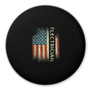 Mens Patriotic Electrician Gifts American Usa Flag Ceramic Knob